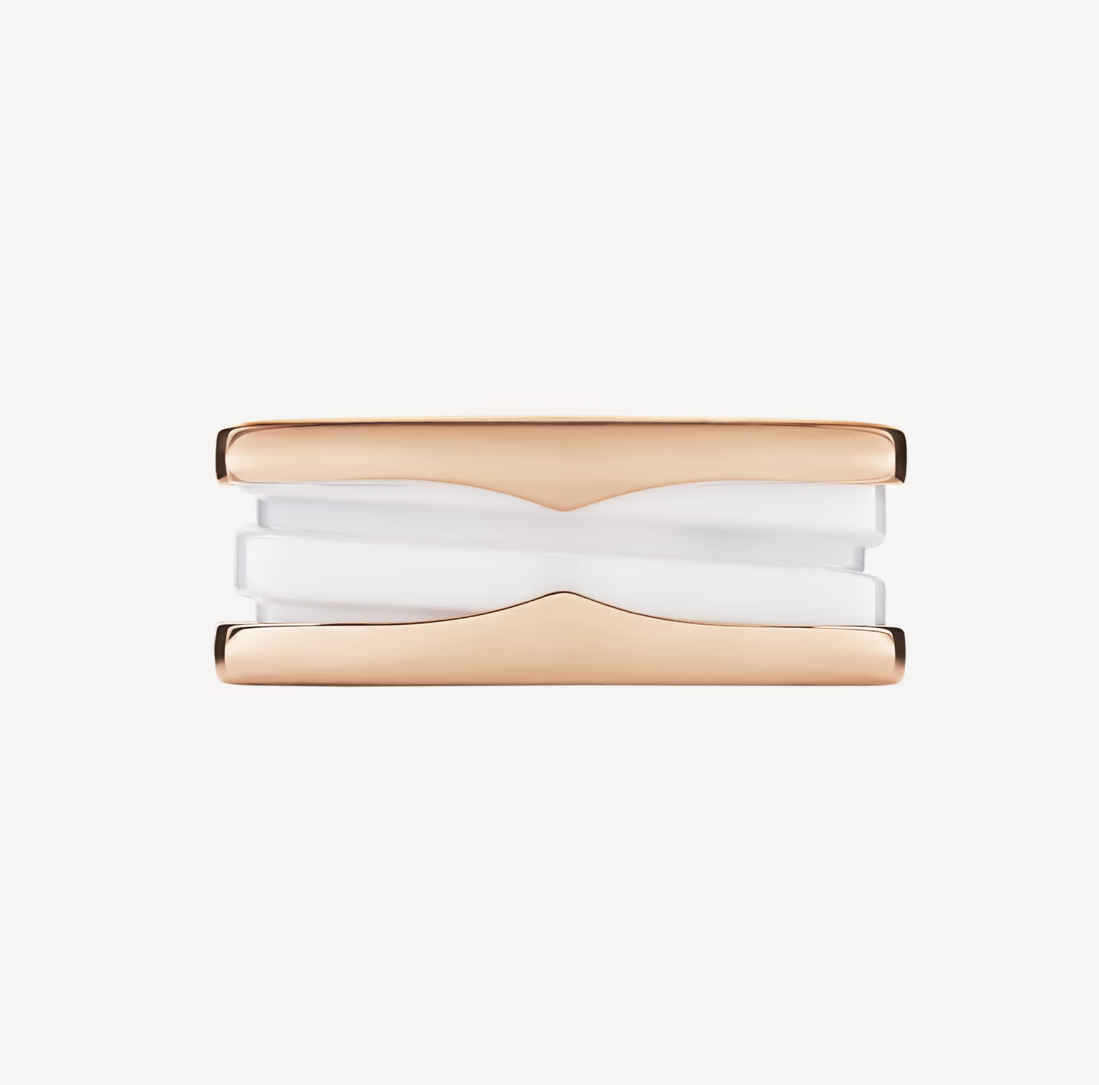 [Glitter Jewelry]ZERO 1 TWO-BAND LOOPS AND WHITE CERAMIC SPIRAL PINK GOLD RING