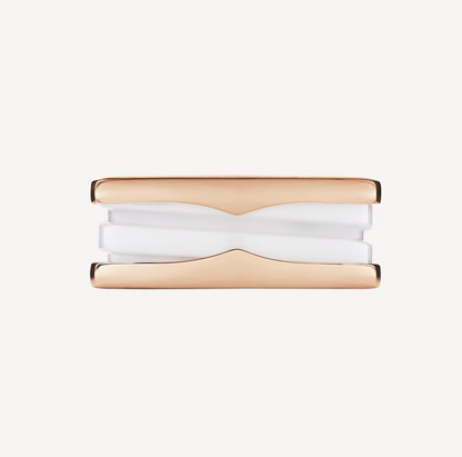 [Glitter Jewelry]ZERO 1 TWO-BAND LOOPS AND WHITE CERAMIC SPIRAL PINK GOLD RING