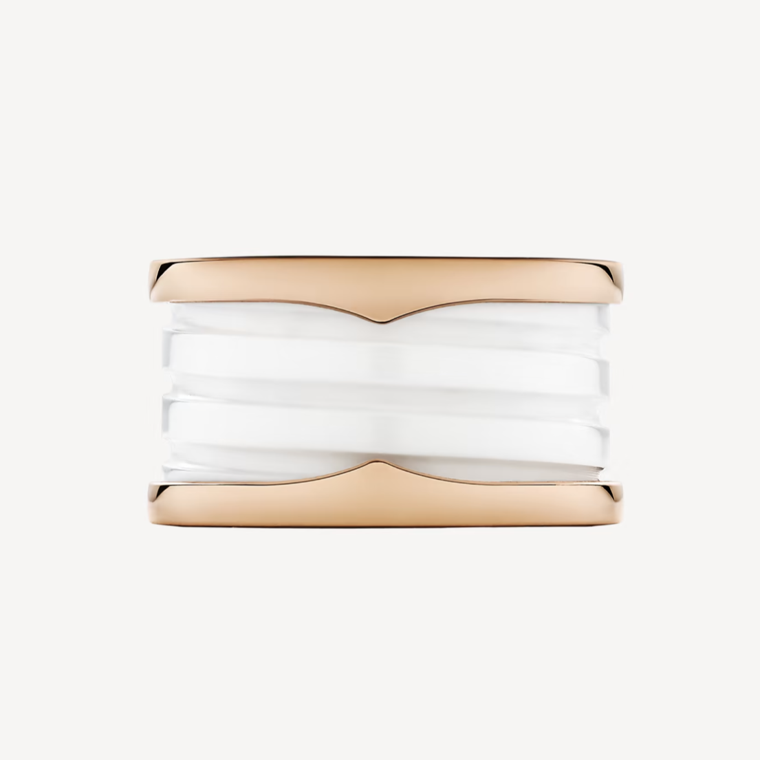 [Glitter Jewelry]ZERO 1 FOUR-BAND LOOPS AND WHITE CERAMIC SPIRAL PINK GOLD RING