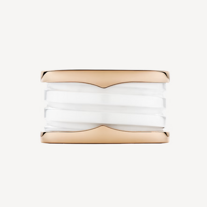 [Glitter Jewelry]ZERO 1 FOUR-BAND LOOPS AND WHITE CERAMIC SPIRAL PINK GOLD RING
