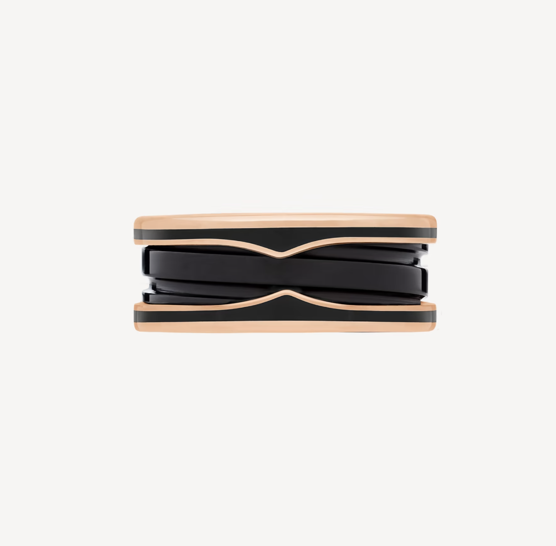[Glitter Jewelry]ZERO 1 TWO-BAND WITH MATTE BLACK CERAMIC PINK GOLD RING