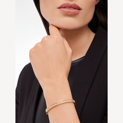 [Glitter Jewelry]ZERO 1 SPIRAL AND PAVED DIAMOND PINK GOLD BRACELET