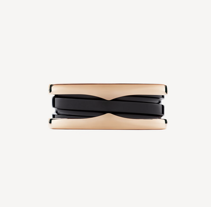 [Glitter Jewelry]ZERO 1 TWO-BAND LOOPS AND BLACK CERAMIC PINK GOLD RING