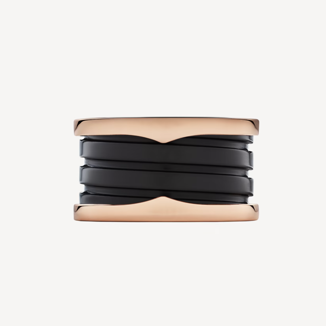 [Glitter Jewelry]ZERO 1 FOUR-BAND LOOPS AND BLACK CERAMIC SPIRAL PINK GOLD RING
