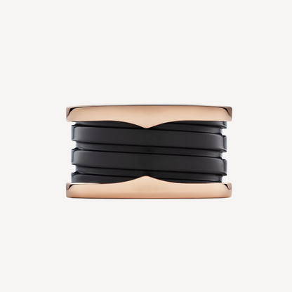 [Glitter Jewelry]ZERO 1 FOUR-BAND LOOPS AND BLACK CERAMIC SPIRAL PINK GOLD RING