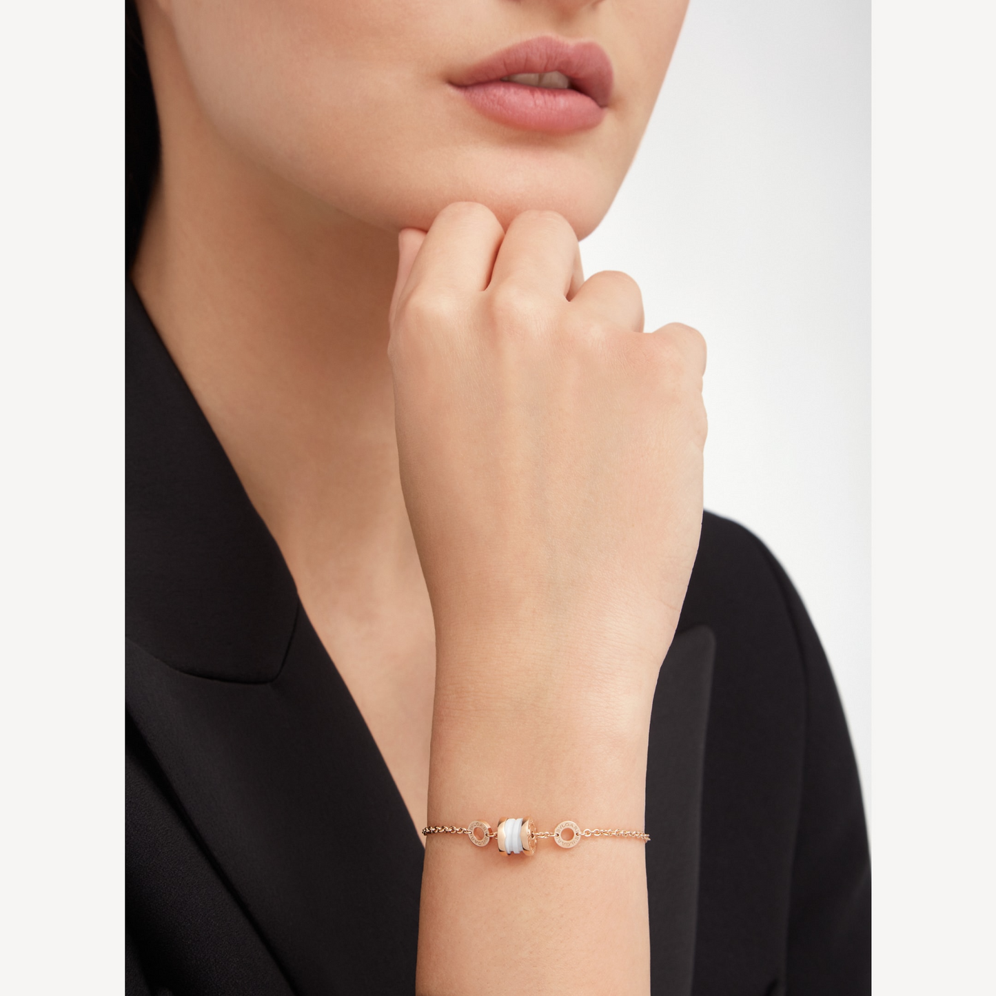 [Glitter Jewelry]ZERO 1 SOFT PINK GOLD AND WHITE CERAMIC BRACELET