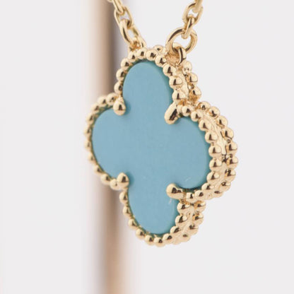[Glitter Jewelry]CLOVER 15MM VINTAGE TURQUOISE NECKLACE