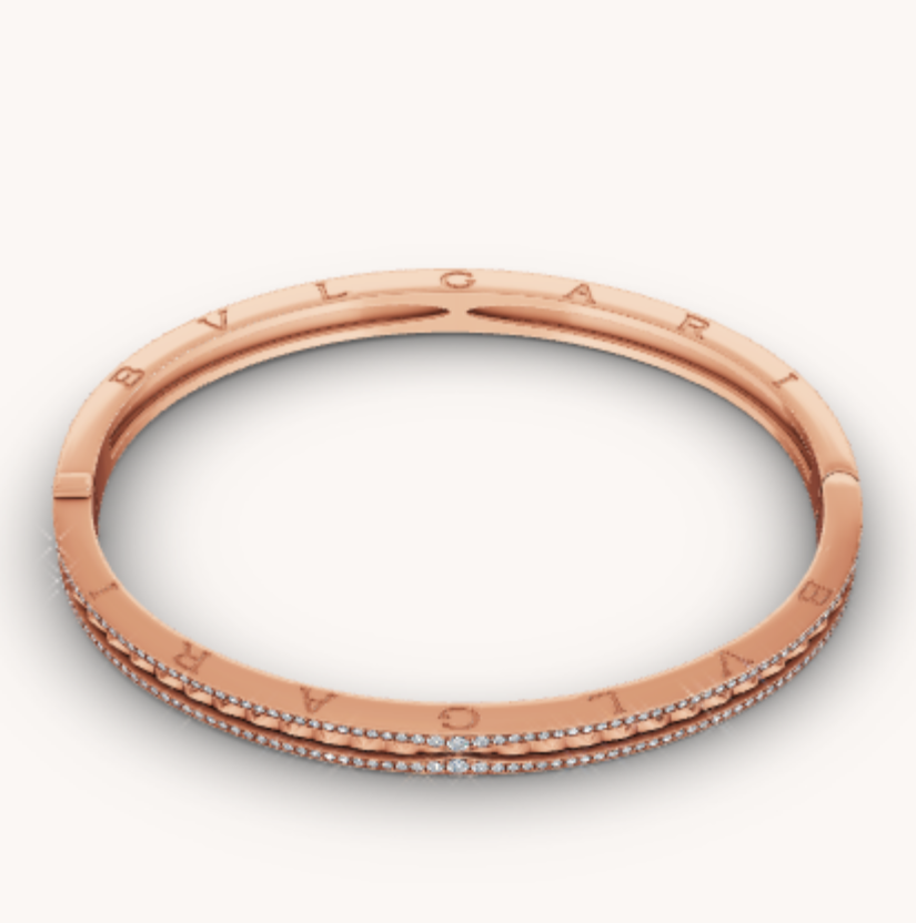 [Glitter Jewelry]ZERO 1 SPIRAL AND PAVED DIAMOND PINK GOLD BRACELET