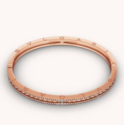 [Glitter Jewelry]ZERO 1 SPIRAL AND PAVED DIAMOND PINK GOLD BRACELET