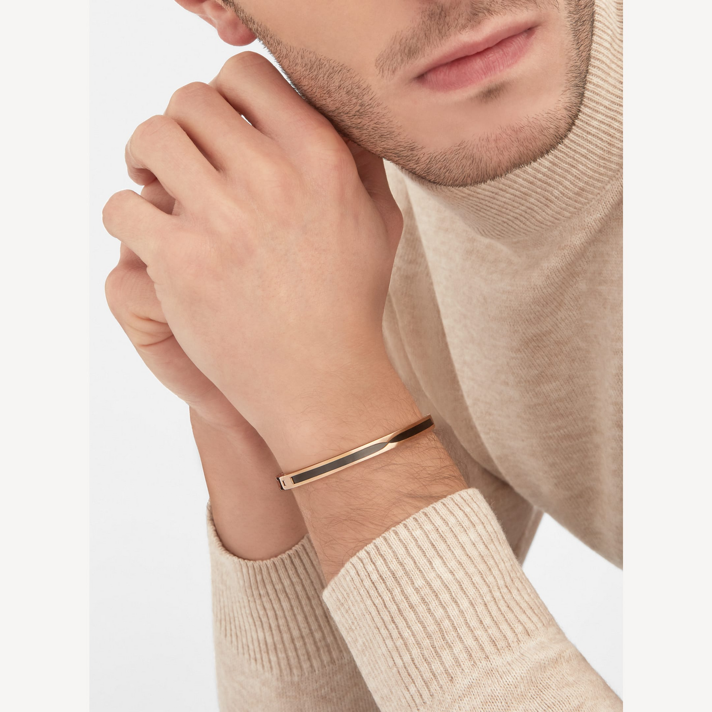 [Glitter Jewelry]ZERO 1 PINK GOLD WITH BLACK CERAMIC BRACELET