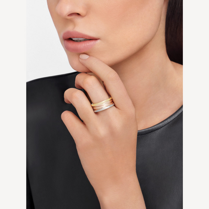 [Glitter Jewelry]ZERO 1 THREE-BAND ROSE WHITE AND YELLOW RING