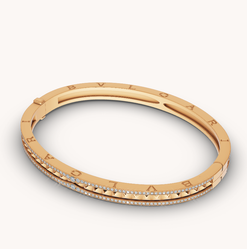 [Glitter Jewelry]ZERO 1 SPIRAL AND PAVED DIAMOND GOLD BRACELET