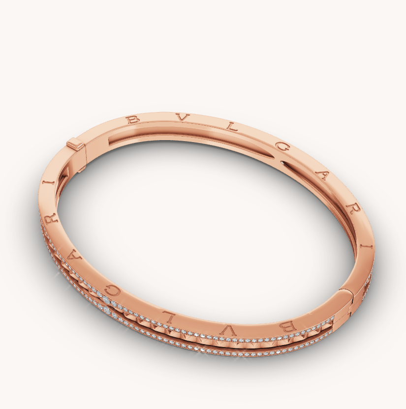[Glitter Jewelry]ZERO 1 SPIRAL AND PAVED DIAMOND PINK GOLD BRACELET