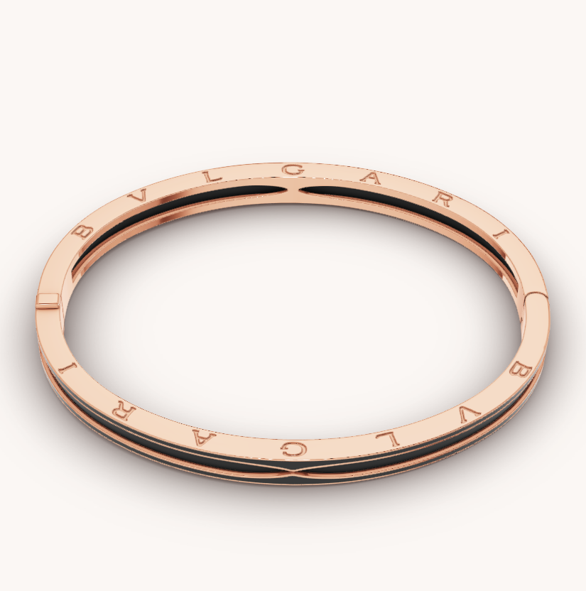 [Glitter Jewelry]ZERO 1 PINK GOLD WITH MATTE BLACK CERAMIC BRACELET
