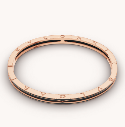 [Glitter Jewelry]ZERO 1 PINK GOLD WITH MATTE BLACK CERAMIC BRACELET
