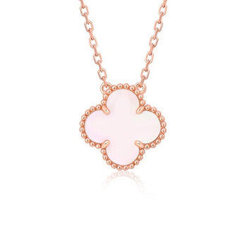 [Glitter Jewelry]CLOVER 15MM PINK MOTHER-OF-PEARL SINGLE FLOWER NECKLACE