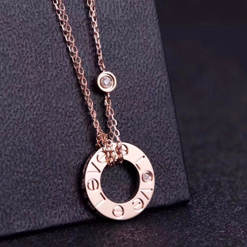 [Glitter Jewelry]LOVE NECKLACE 16MM 2 DIAMONDS