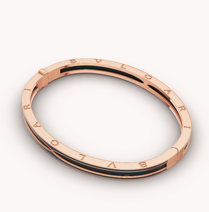 [Glitter Jewelry]ZERO 1 PINK GOLD WITH MATTE BLACK CERAMIC BRACELET