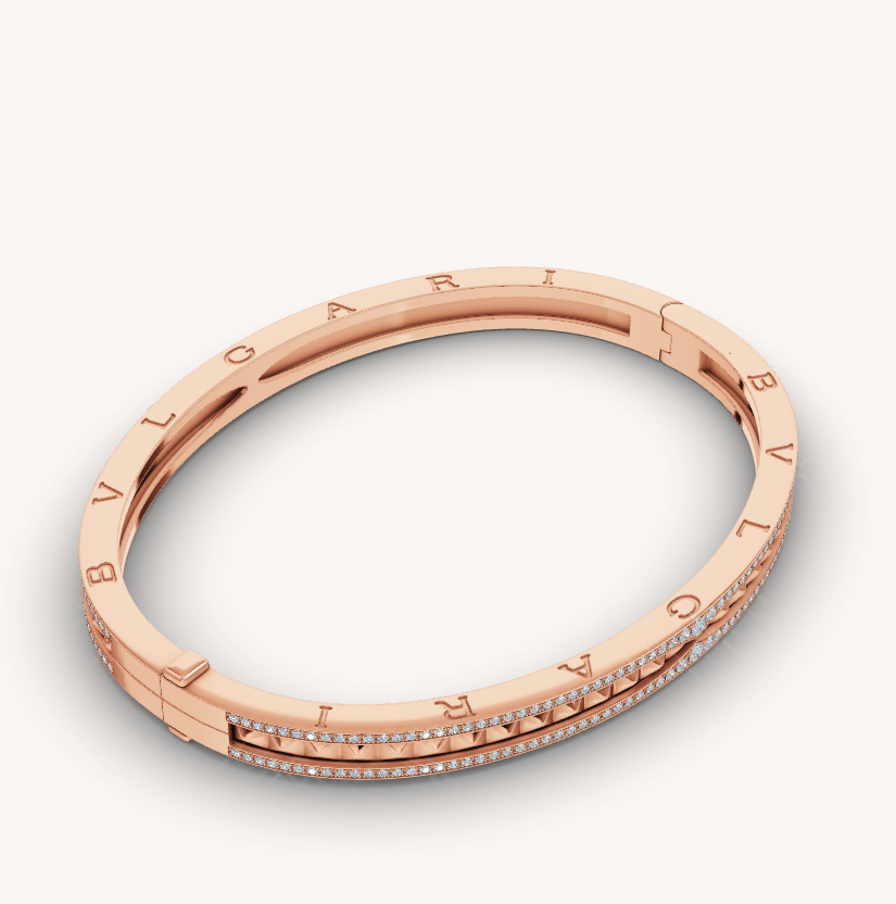 [Glitter Jewelry]ZERO 1 SPIRAL AND PAVED DIAMOND PINK GOLD BRACELET