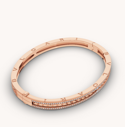 [Glitter Jewelry]ZERO 1 SPIRAL AND PAVED DIAMOND PINK GOLD BRACELET