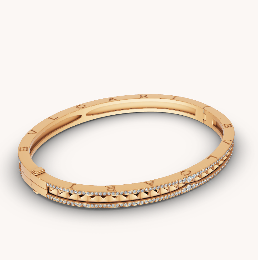 [Glitter Jewelry]ZERO 1 SPIRAL AND PAVED DIAMOND GOLD BRACELET