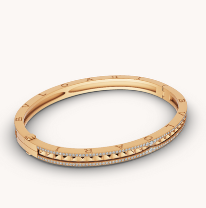 [Glitter Jewelry]ZERO 1 SPIRAL AND PAVED DIAMOND GOLD BRACELET