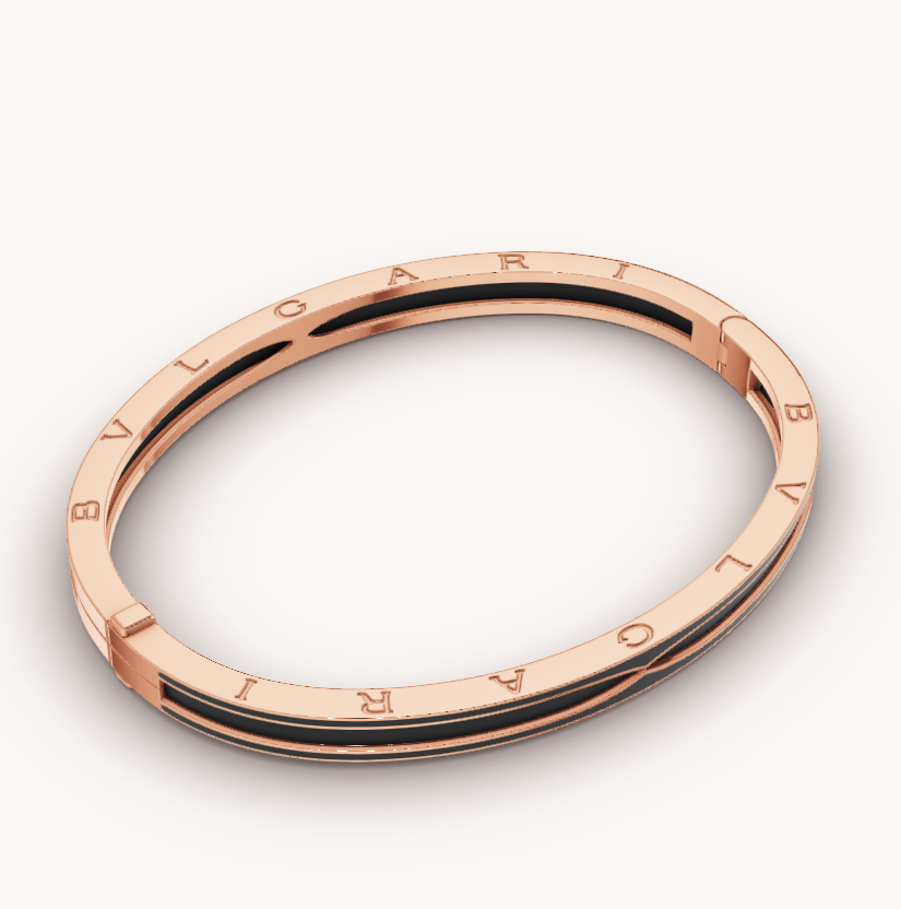 [Glitter Jewelry]ZERO 1 PINK GOLD WITH MATTE BLACK CERAMIC BRACELET