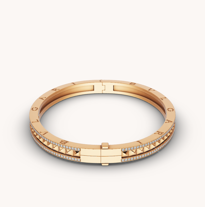 [Glitter Jewelry]ZERO 1 SPIRAL AND PAVED DIAMOND GOLD BRACELET