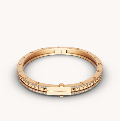 [Glitter Jewelry]ZERO 1 SPIRAL AND PAVED DIAMOND GOLD BRACELET