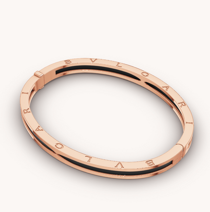[Glitter Jewelry]ZERO 1 PINK GOLD WITH BLACK CERAMIC BRACELET