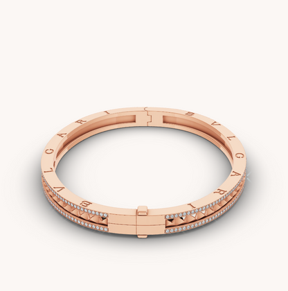 [Glitter Jewelry]ZERO 1 SPIRAL AND PAVED DIAMOND PINK GOLD BRACELET