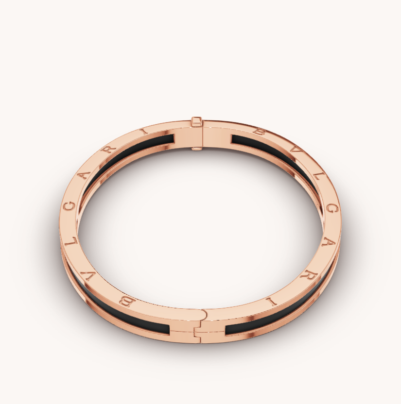 [Glitter Jewelry]ZERO 1 PINK GOLD WITH BLACK CERAMIC BRACELET