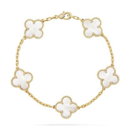 [Glitter Jewelry]CLOVER  5 MOTIF WHITE MOP BRACELET