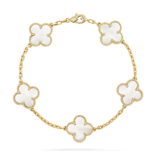 [Glitter Jewelry]CLOVER  5 MOTIF WHITE MOP BRACELET