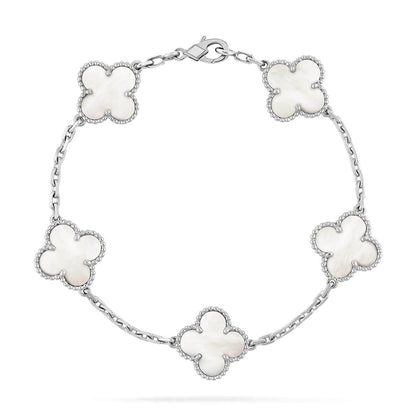 [Glitter Jewelry]CLOVER SILVER MOP 5 MOTIF BRACELET