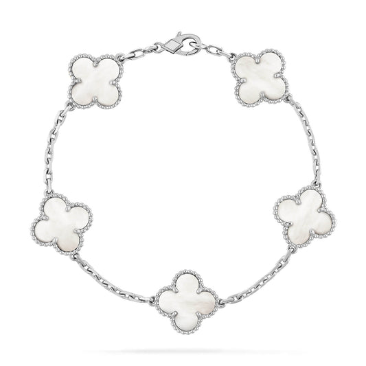 [Glitter Jewelry]CLOVER SILVER MOP 5 MOTIF BRACELET