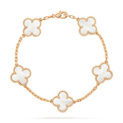 [Glitter Jewelry]CLOVER  5 MOTIF WHITE MOP BRACELET