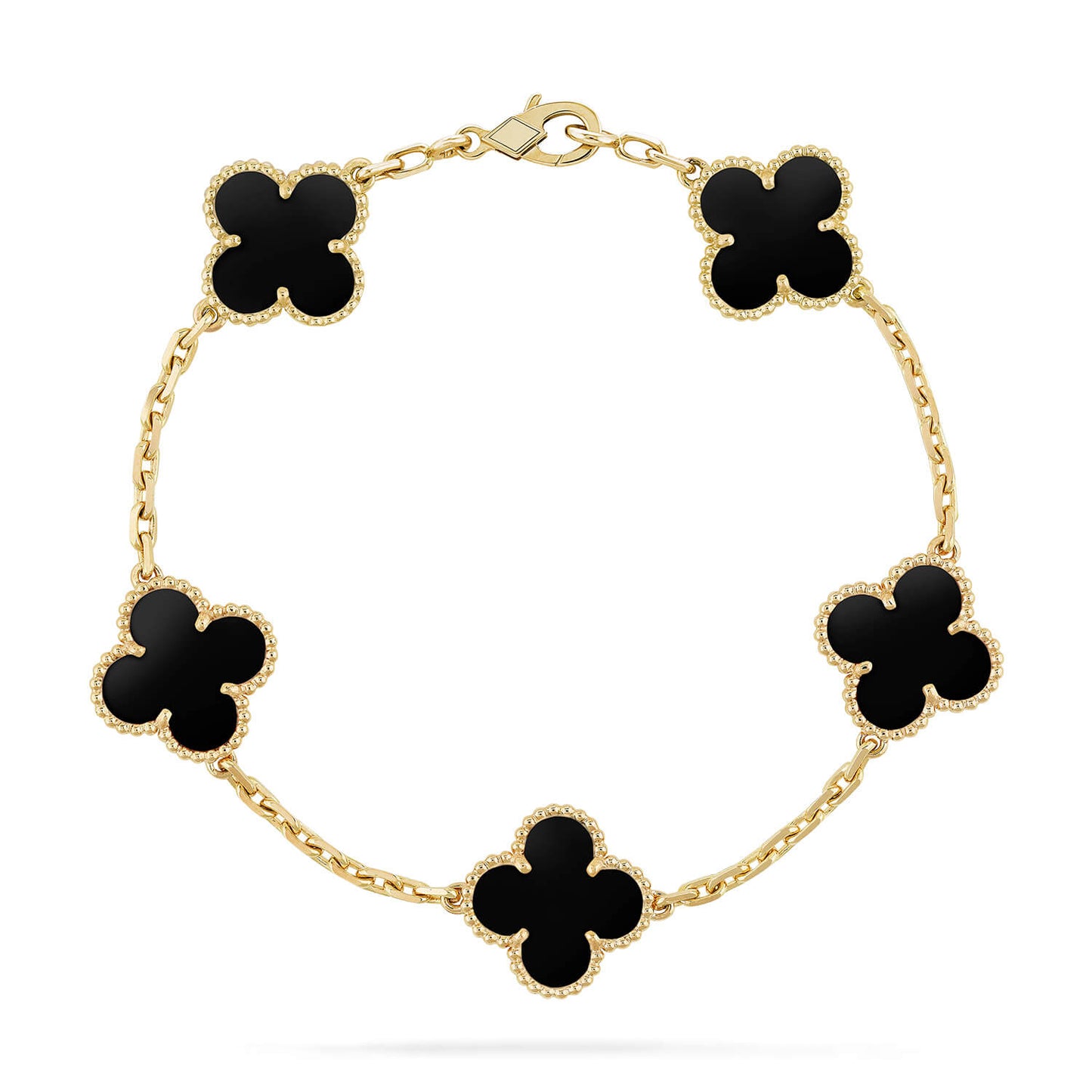 [Glitter Jewelry]CLOVER  5 MOTIFS BLACK ONYX BRACELET