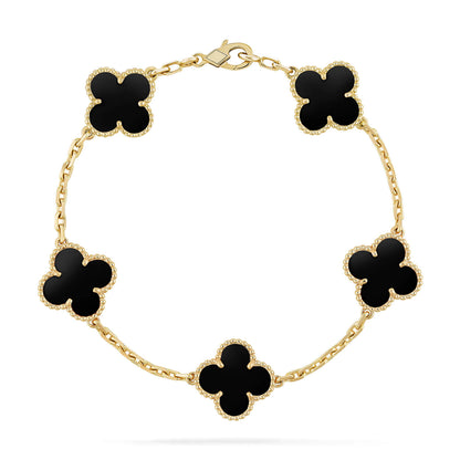 [Glitter Jewelry]CLOVER  5 MOTIFS BLACK ONYX BRACELET