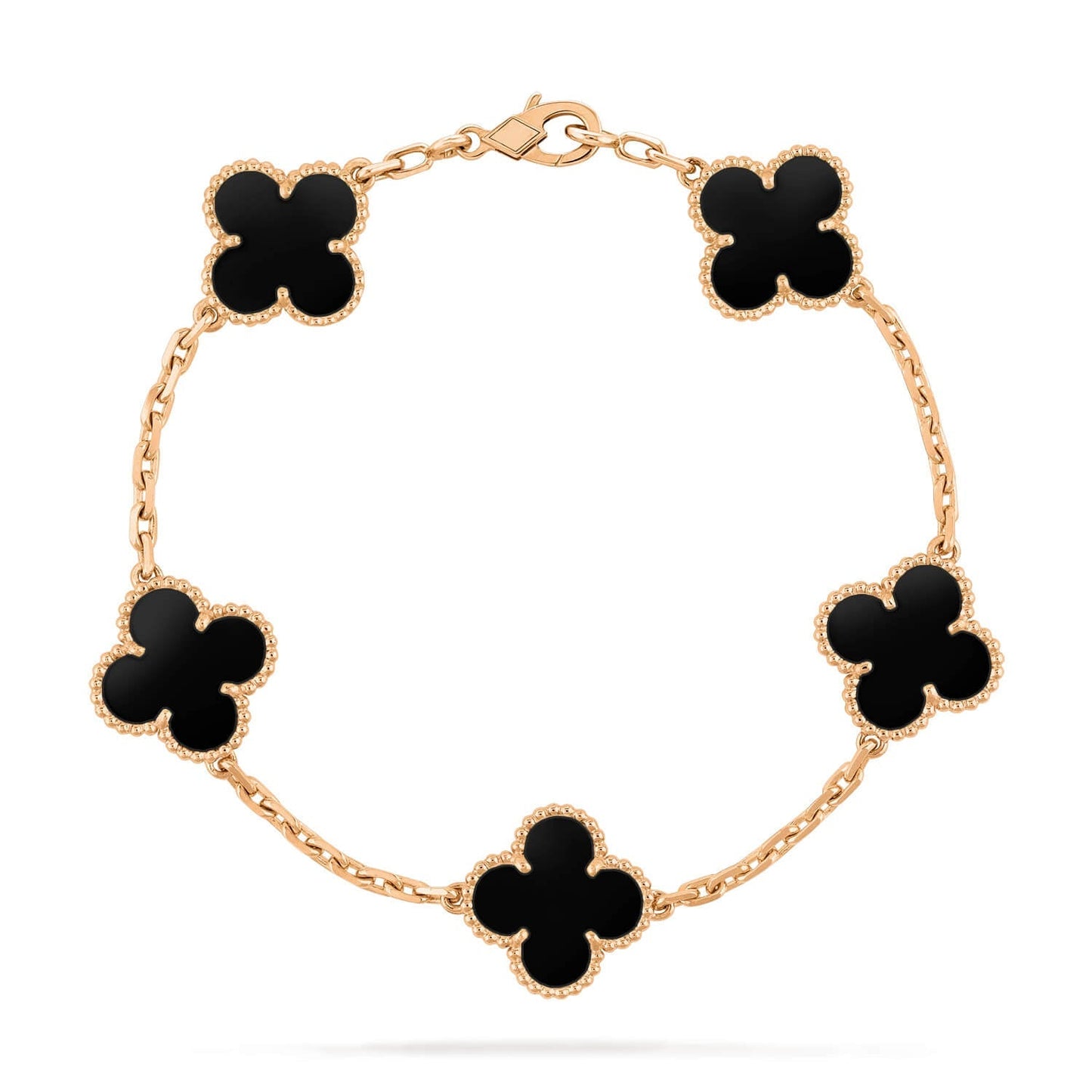 [Glitter Jewelry]CLOVER  5 MOTIFS BLACK ONYX BRACELET