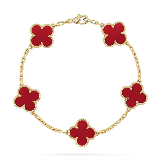 [Glitter Jewelry]CLOVER 5 MOTIFS RED AGATE  BRACELET