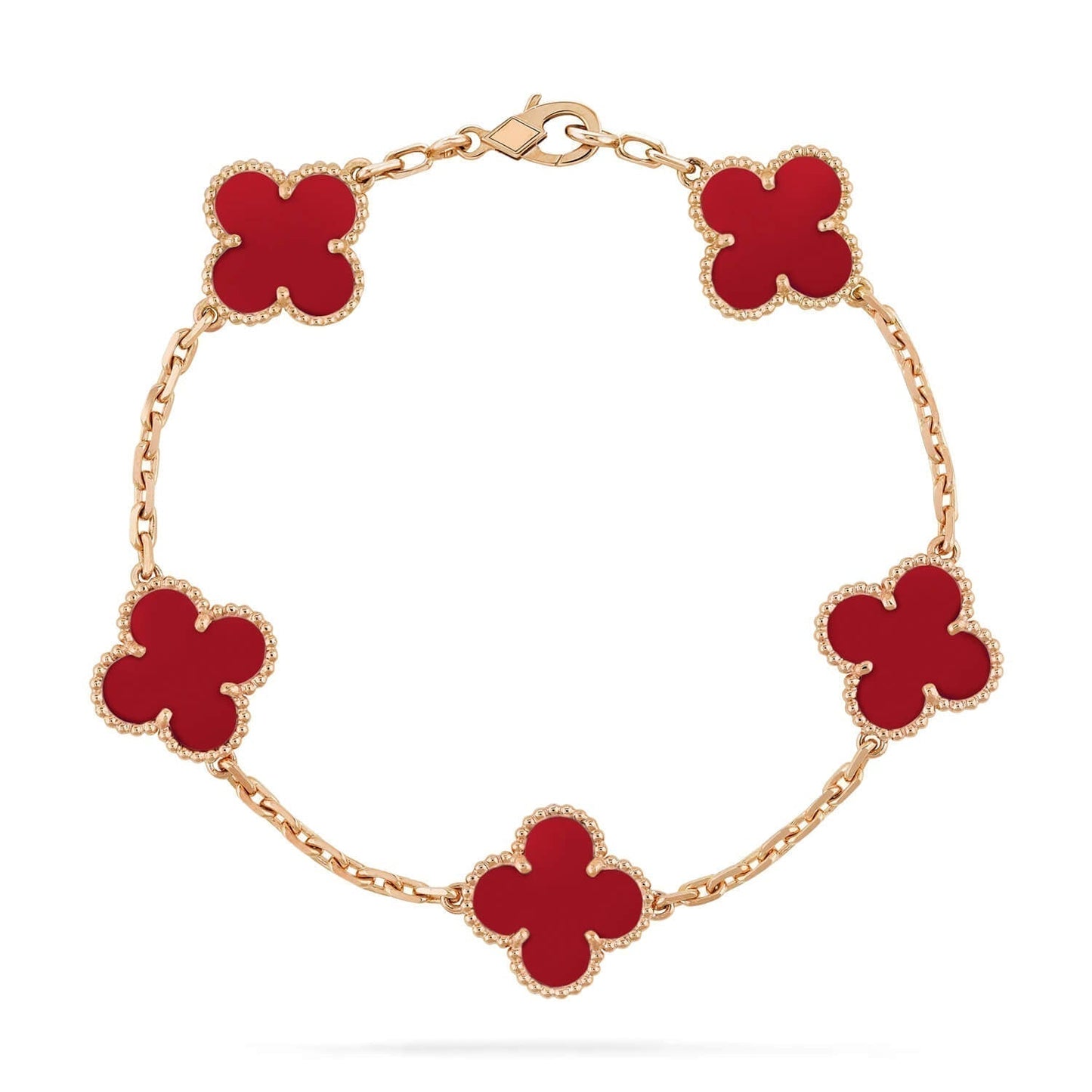[Glitter Jewelry]CLOVER 5 MOTIFS RED AGATE  BRACELET