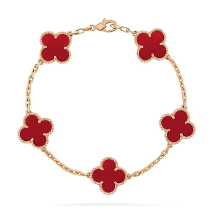 [Glitter Jewelry]CLOVER 5 MOTIFS RED AGATE  BRACELET