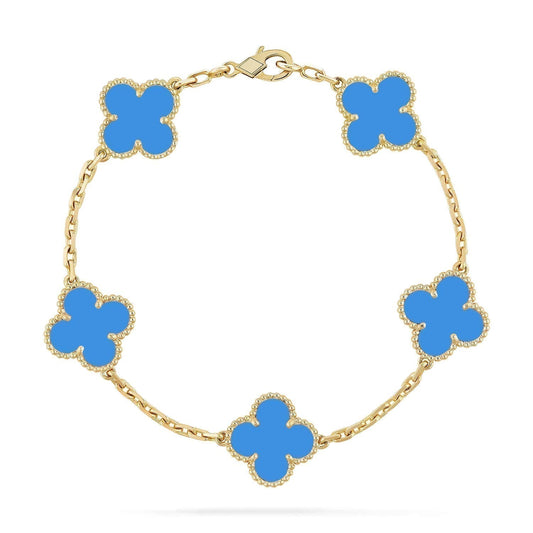 [Glitter Jewelry]CLOVER 5 MOTIFS BLUE AGATE BRACELET