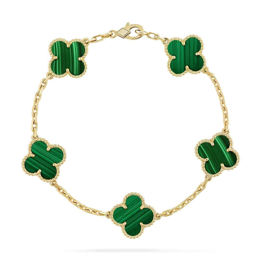 [Glitter Jewelry]CLOVER 5 MOTIFS MALACHITE BRACELET
