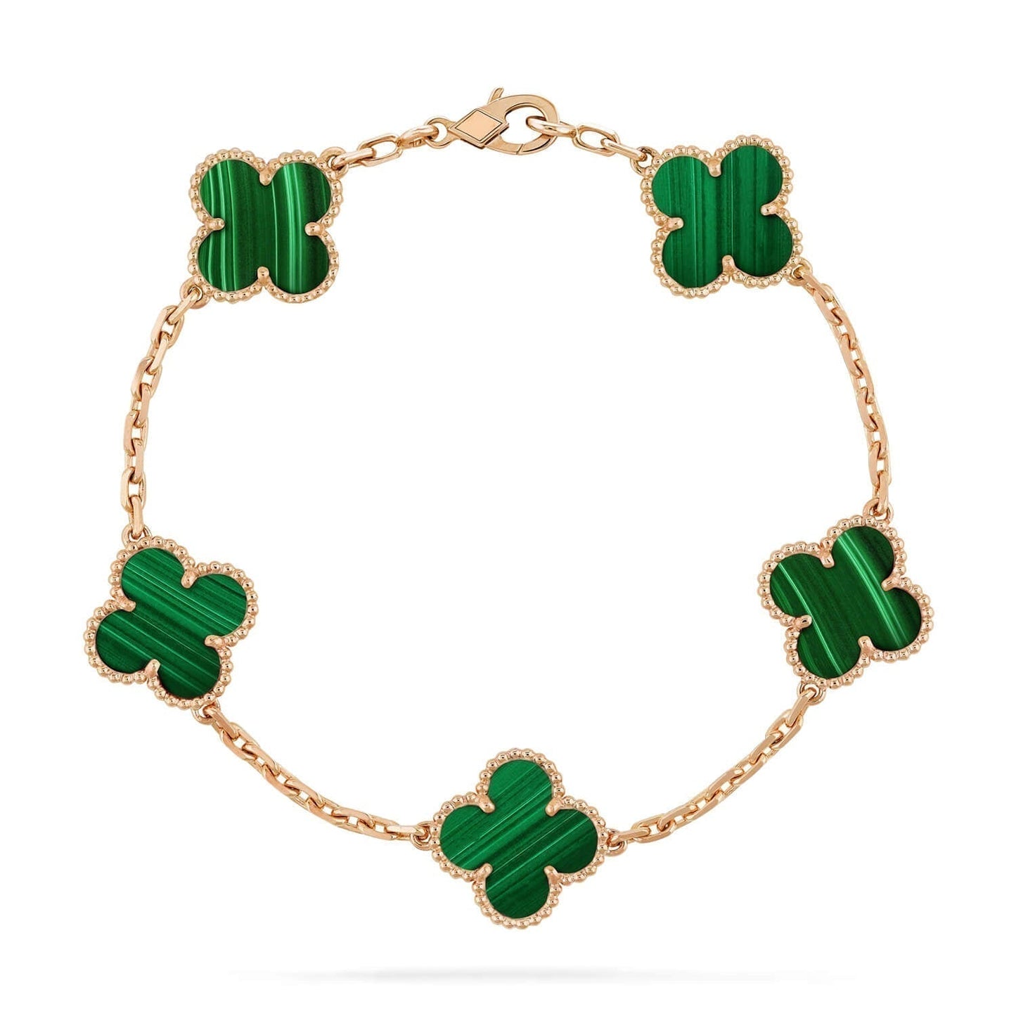 [Glitter Jewelry]CLOVER 5 MOTIFS MALACHITE BRACELET