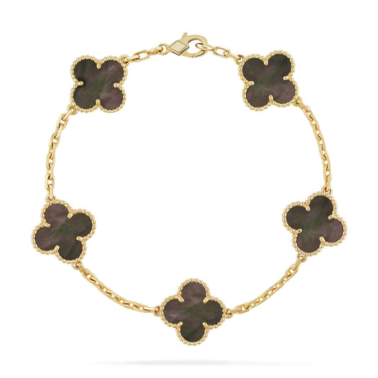 [Glitter Jewelry]CLOVER 5 MOTIF GRAY MOP  BRACELET