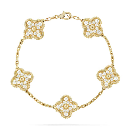 [Glitter Jewelry]CLOVER 5 MOTIFS  FULL DIAMOND BRACELET
