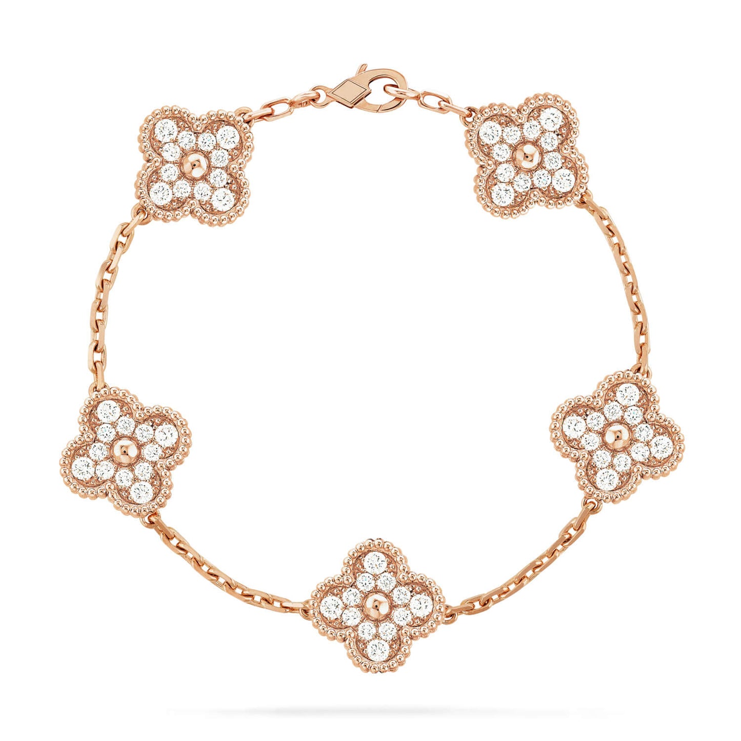 [Glitter Jewelry]CLOVER 5 MOTIFS  FULL DIAMOND BRACELET