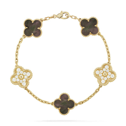 [Glitter Jewelry]CLOVER 5 MOTIF GRAY MOP DIAMOND BRACELET